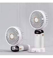 Mini El Fanı 5 Kademeli Dijital Led Göstergeli Boyun Askılı Mini Klima Vantilatör Beyaz (Beyaz)