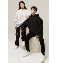 Ateş ve Su Baskılı Sevgili Hoodie – Kadın Erkek Oversize Çift Sweatshirt (Siyah)