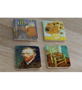 Van Gogh Eserleri Doğal Taş Bardak Altlığı 4'lü set - Natural Stone Coasters