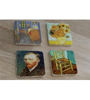 Van Gogh Eserleri Doğal Taş Bardak Altlığı 4'lü set - Natural Stone Coasters
