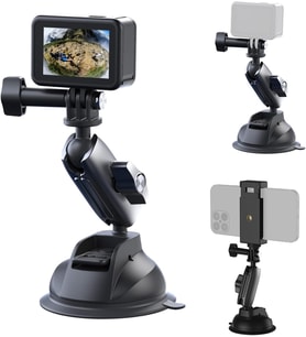 Alüminyum Alaşımlı Araç Vantuz Montajı, Hero 13 12 11 10 9 8 DJI OSMO Action 5 Pro 4 3 Insta 360 X5 X4 Huawei iPhone Mobil Telefon Kameraları için, Telefon Tutacılı Araç Ön Cam Montajı