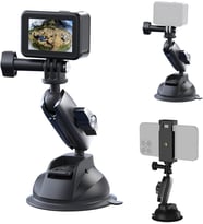 Alüminyum Alaşımlı Araç Vantuz Montajı, Hero 13 12 11 10 9 8 DJI OSMO Action 5 Pro 4 3 Insta 360 X5 X4 Huawei iPhone Mobil Telefon Kameraları için, Telefon Tutacılı Araç Ön Cam Montajı
