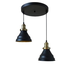 Retro Metal Siyah 2 Li Dekoratif Rustik Sarkıt Avize Çap:30 cm