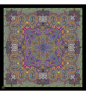 Etnik Desen İtalyan Şifon Seri Eşarp Eşarp Askısı İle Birlikte 140x140 cm Mint S