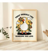 Çilek Kaz Duvar Baskısı, Cottagecore Çiftlik Evi Alıntısı