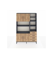 Arges Gardrop 9 Raflı 4 Çekmeceli 4 Kapaklı 132x30x195 Antrasit-Çam