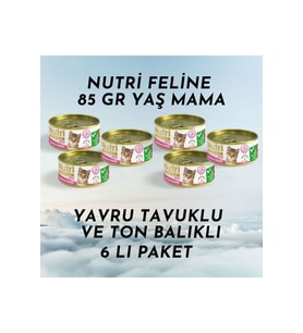 Nutri Feline Konserve 85 gr Yavru Kedi Tavuk Etli Ton Balıklı 6 Lı Paket Yaş Mama
