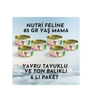 Nutri Feline Konserve 85 gr Yavru Kedi Tavuk Etli Ton Balıklı 6 Lı Paket Yaş Mama