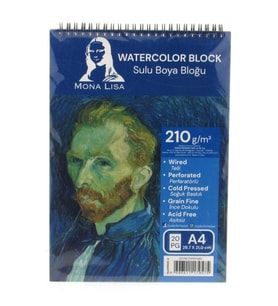 SÜDOR MN26-4 MONA LISA SPİRALLİ RESİM DEFTERİ - SULU BOYA BLOĞU A4 (29.7x21cm) 210gr. 20YP.