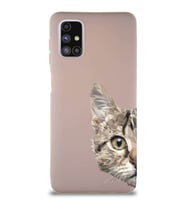 Samsung Galaxy M51 Soft Premier Kapak Catface Tasarımlı Silikon Kılıf - Pudra (Şeffaf)