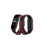 Mey İthalat® Mi Band 4 Spor Delikli Kordon - Siyah-Kırmızı