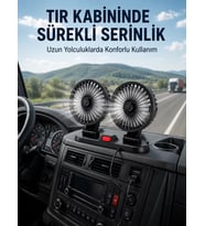 Northcity Çift Başlıklı Araç İçi USB Vantilatör Soğutucu Fan - Sürücü ve Yolcu İçin Dengeli Hava Dağıtımı