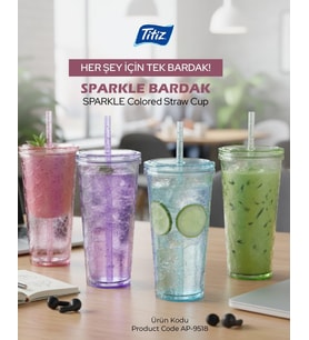 Sparkle Cam Şişe, 750 ml Kapasiteli, Mavi