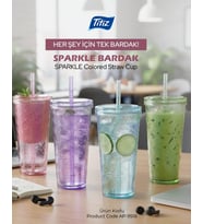 Sparkle Cam Şişe, 750 ml Kapasiteli, Mavi