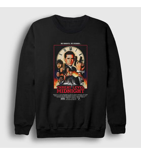 Presmono Unisex Siyah Threat Level Dizi The Office Sweatshirt 346418tt