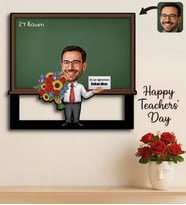 BK Gift Kişiye Özel Erkek Öğretmen Karikatürlü 3D Ahşap Tablo -8, Öğretmene Hediye, Öğretmenler Günü Hediyesi