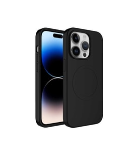 Apple iPhone 12 Pro Uyumlu Kılıf M-safe Wireless Şarj Özellikli Pastel Renk Silikon Zore Plas Kapak (Siyah)