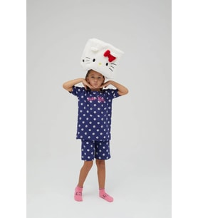 Kız Çocuk Kısa Şortlu Pamuklu Pijama Takımı (Lacivert)