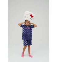 Kız Çocuk Kısa Şortlu Pamuklu Pijama Takımı (Lacivert)