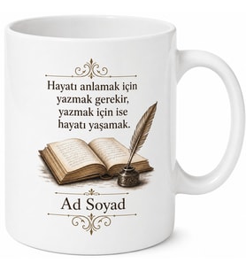 Dünya Deneme Günü Yazara Hediye Kupa Bardak Özel Tasarım Porselen