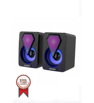 Bilgisayar Hoparlör 1+1 3.5mm Jack Multimedia Hoparlörü D04 Siyah