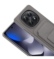 Redmi Note 15 4G Kılıf Kartlıklı ve Deri Dokulu Şık ApexWallet Premium Kapak RYC/Bikart (Gri)