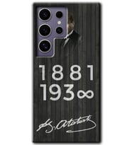 Galaxy S24 Ultra Kılıf HD Desen Baskılı Kılıf - Atatürk Ahşap İmza