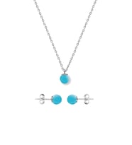 925 Ayar Gümüş Minimal Turkuaz Taşlı Set