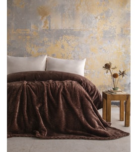 Çift Kişilik Trusty Kahve Jakar Desen Battaniye 200x220 CM
