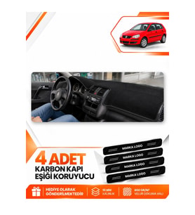 VOLKSWAGEN POLO DÜRBÜN (2001-2009) Uyumlu Ön Torpido Koruma Kılıfı Halısı - Siyah