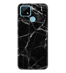 Realme C11 C21 C21Y C25Y C11 2021 Kılıf Desemli Silikon Fragile Black Mermer 1378
