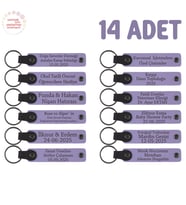 Sanat Atölyesi Katılımcılarına Hatıra 14'lü Set, Kişiye Özgü Deri Hediyelik Anahtarlık, Mor Menekşe (Lila - Mor)