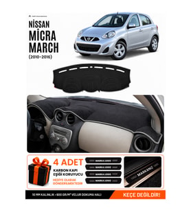e-biz NİSSAN MİCRA MARCH (2010-2016) Uyumlu Torpido Örtüsü, Torpido Kılıfı - Siyah-Gri - NI008