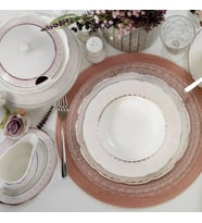 Kütahya Porselen Bone Olympos 62 Parça 92904 Desenli Yemek Takımı
