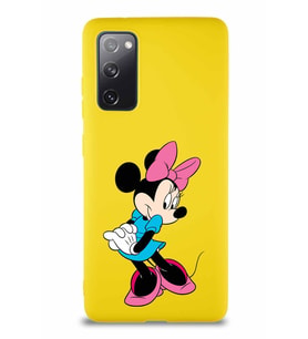 Samsung Galaxy S20 FE Soft Premier Kapak Minnie Mouse-F Tasarımlı Silikon Kılıf - Sarı (Şeffaf)