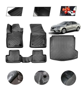 Renault Megane 4 Sedan Sag Kulaklı 2017 Model 4D Bagaj Paspas Set
