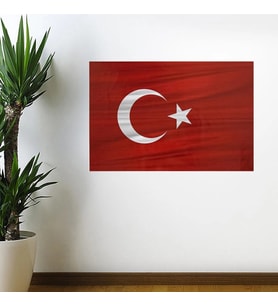 Dalgalanma Efektli Manyetik Duvar Stickerı Türk Bayrağı 71 x 47cm (5365)