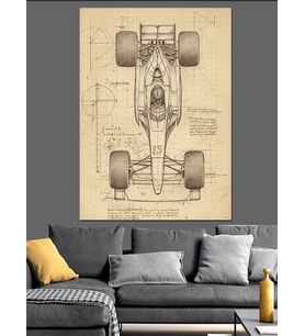 Formula 1 Araç Eskizi Dekoratif Kanvas - Mdf Ahşap Tablo