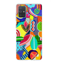 PrintiFy Samsung Galaxy A71 ile Uyumlu 1mm Slim Fit Retro Colors 6 Baskılı Şeffaf  Kılıf