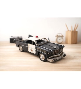 El Yapımı Vintage Metal Chevrolet Polis Arabası 28 Cm  Dekoratif Eskitme Retro Araba Modeli E-4865