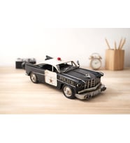 El Yapımı Vintage Metal Chevrolet Polis Arabası 28 Cm  Dekoratif Eskitme Retro Araba Modeli E-4865