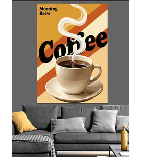 Kahve Fincanı Retro Poster Dekoratif Kanvas - Mdf Ahşap Tablo