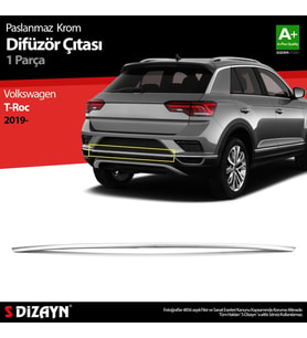 Volkswagen T-Roc Uyumlu Krom Difüzör Çıtası Orta Parça 2019 Üzeri Parça (Karışık)