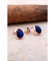 Doğal Lapis Lazuli Taşlı Damla Mini Rose Gümüş Küpe 5830