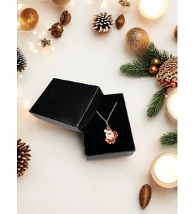 Yılbaşı Temalı Tasarım Noel Baba Charmlı Kutulu Kolye