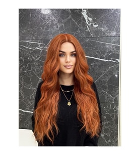 En’Ler Bakır Perçemsiz Dalgalı Peruk Model