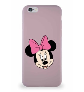 Apple iPhone 6 Soft Premier Kapak Minnie Mouse-C Tasarımlı Silikon Kılıf - Pudra (Şeffaf)