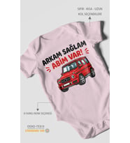 Arkam sağlam abim var Kısa Kollu Bebek Body %100 Pamuk