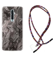Oppo Reno 2Z 4 Lite 4 Pro 5 6 7 A31 Kılıf Boyun Asklı Rasta Silikon Gri Mermer 1376