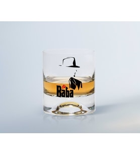 BK Home Renkli Baskılı Godfather Baba Tasarımlı Viski Bardağı-16 (Beyaz)